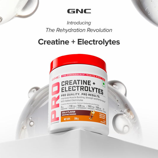 GNC Creatine+ Electrolytes | 3g Creatine Monohydrate + Sodium, Potassium, Calcium, Magnesium | Boosts Muscle Growth| Hydration| Energy & Recovery | Zero Sugar | 100% Veg