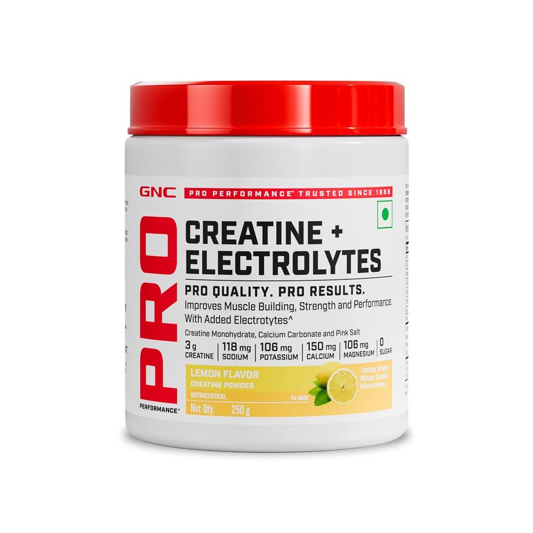GNC Creatine+ Electrolytes | 3g Creatine Monohydrate + Sodium, Potassium, Calcium, Magnesium | Boosts Muscle Growth| Hydration| Energy & Recovery | Zero Sugar | 100% Veg