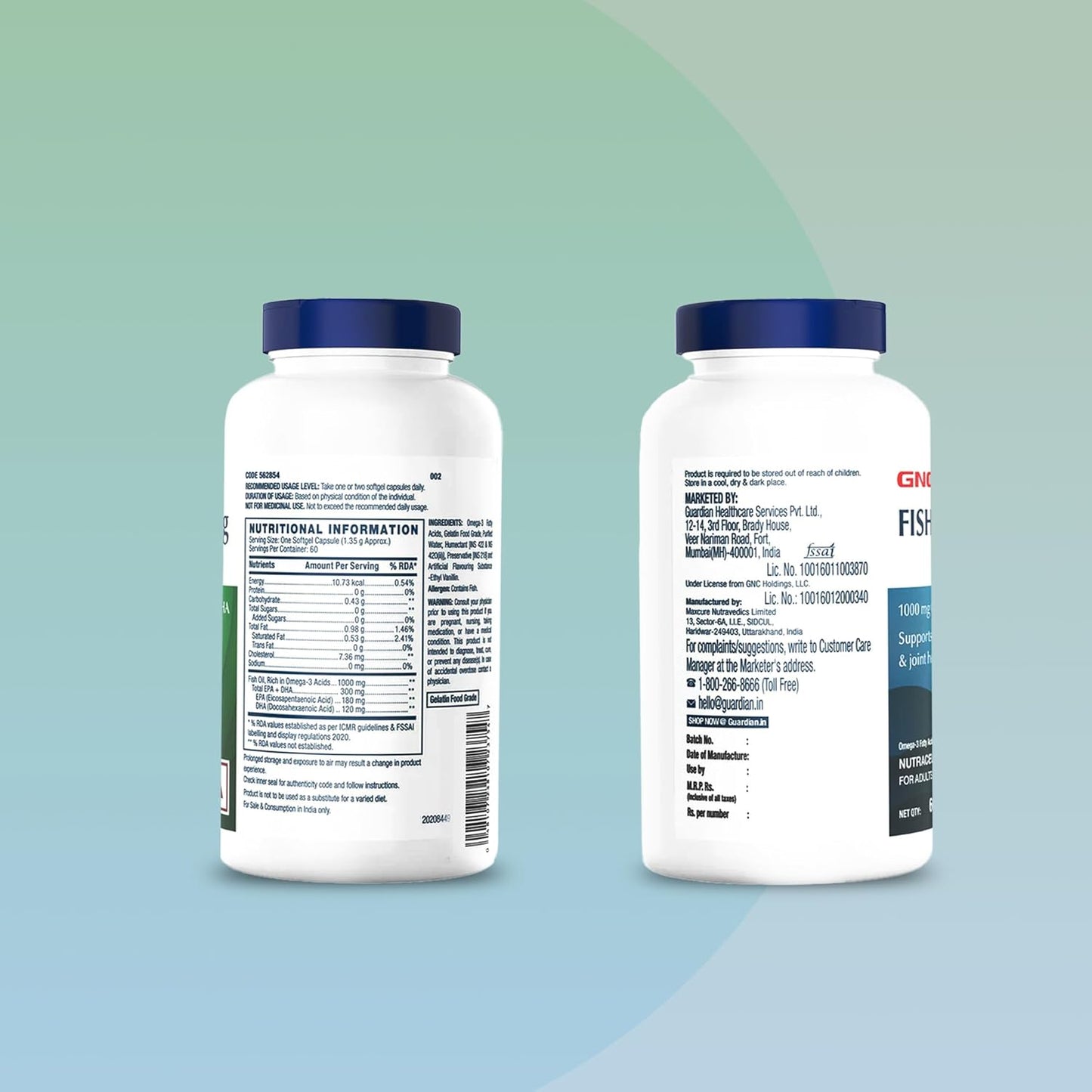 GNC Fish Oil 1000mg Omega-3 with 180mg EPA & 120mg DHA |For Heart, Brain, Joint & Vision Support | Ultra-Pure & Enteric-Coated For No Fishy Aftertaste | USA Formulated