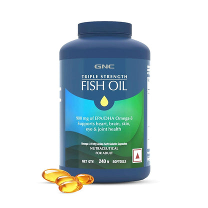GNC Triple Strength Fish Oil 1500mg Omega-3 with 900mg EPA & DHA |For Heart| Healthy Cholesterol| Joint Comfort| Focus & Vision | Enteric-Coated for No Fishy Aftertaste |USA Formulated