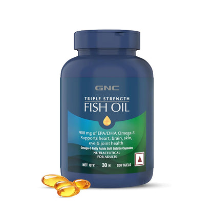 GNC Triple Strength Fish Oil 1500mg Omega-3 with 900mg EPA & DHA |For Heart| Healthy Cholesterol| Joint Comfort| Focus & Vision | Enteric-Coated for No Fishy Aftertaste |USA Formulated