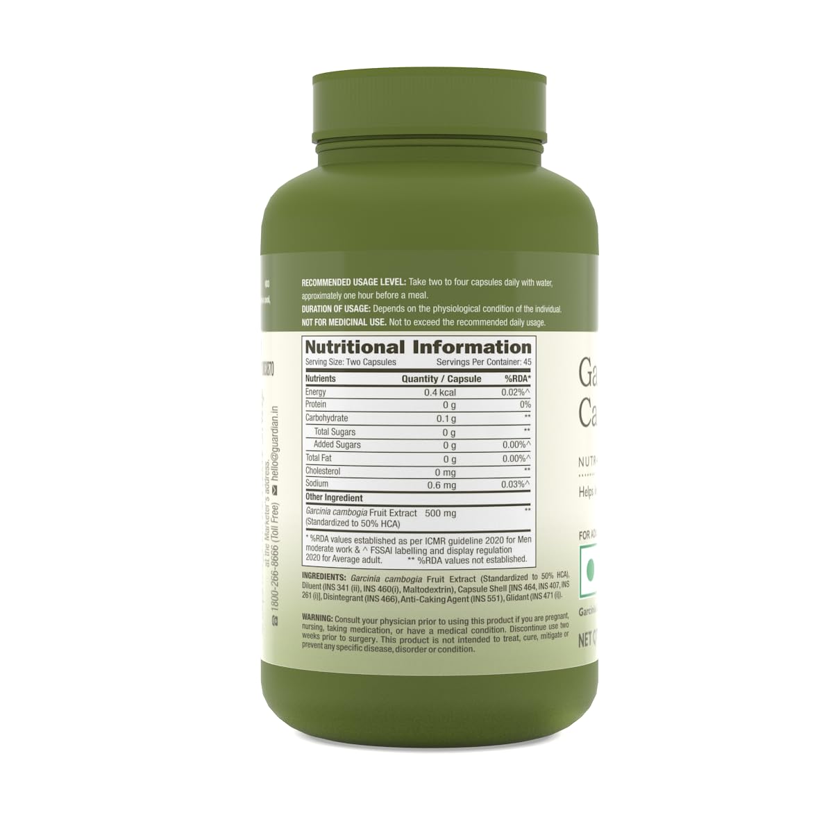 GNC Herbal Plus Garcinia Cambogia | 90 Capsules | Aids in Weight Loss | Controls Hunger Pangs | Helps Reduce Bad Fats | Improves Serotonin Level | Formulated in USA | 500mg Per Serving