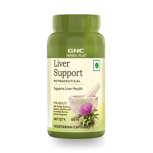 GNC Herbal Plus Liver Support | 500mg Milk Thistle, 500mg Betaine & 200mg Picrorhiza Extract | 60 Veg Capsules | Promotes Liver Health, Detox & Metabolism | High Potency Formula