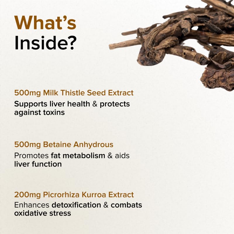 GNC Herbal Plus Liver Support | 500mg Milk Thistle, 500mg Betaine & 200mg Picrorhiza Extract | 60 Veg Capsules | Promotes Liver Health, Detox & Metabolism | High Potency Formula