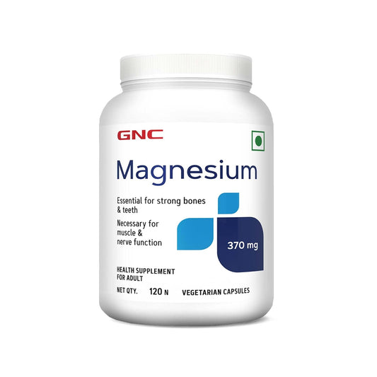 GNC Magnesium 370mg | 120 Veg Capsules | For Bone Strength | Muscle & Nerve Function | Stress Relief | Improved Sleep | Mood Elevation | Essential Mineral for Calcium Absorption & Cell Function