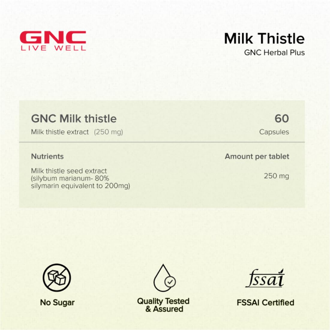 GNC Milk Thistle 250mg with 80% Silymarin | 60 Veg Capsules | Supports Liver Detox, Liver Health, Alcohol Protection & Fatty Liver Care | Helps Remove Toxins & Boost Liver Function | USA Formulated