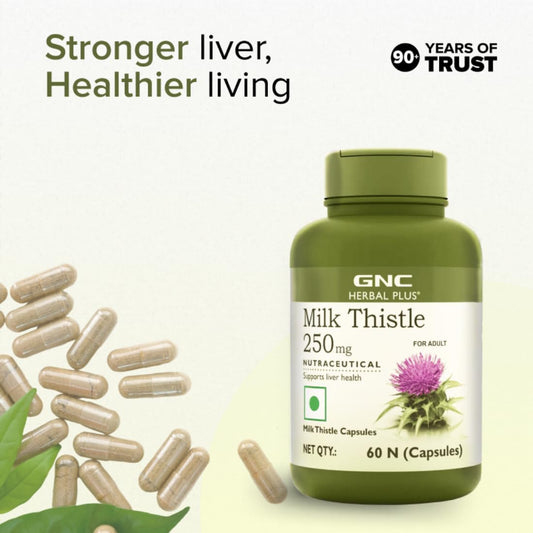 GNC Milk Thistle 250mg with 80% Silymarin | 60 Veg Capsules | Supports Liver Detox, Liver Health, Alcohol Protection & Fatty Liver Care | Helps Remove Toxins & Boost Liver Function | USA Formulated
