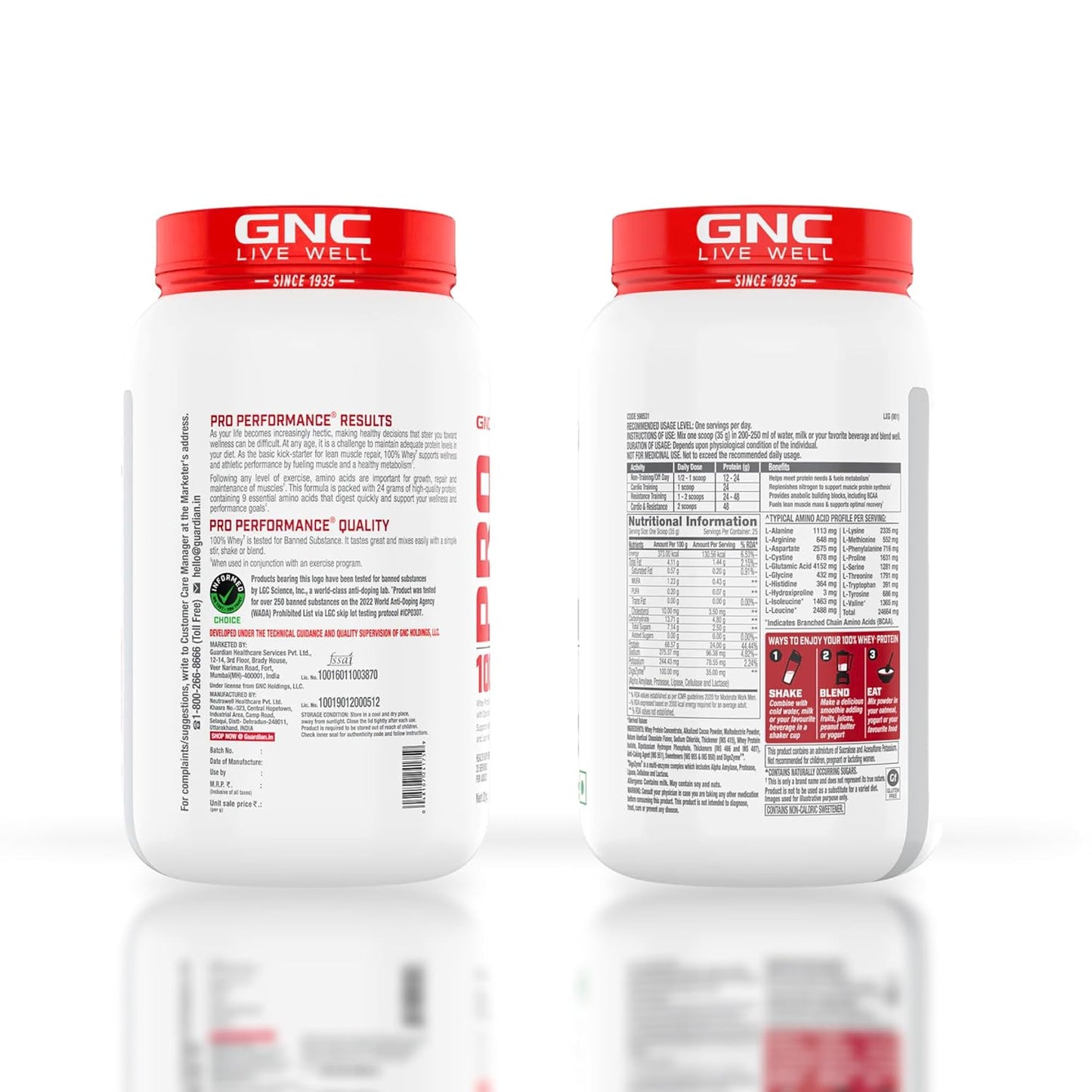 GNC Pro Performance 100% Whey Protein | Muscle Growth | Muscle Recovery | DigeZyme® For Easy Digestion | Informed Choice Certified | 24g Protein | 5.5g BCAA