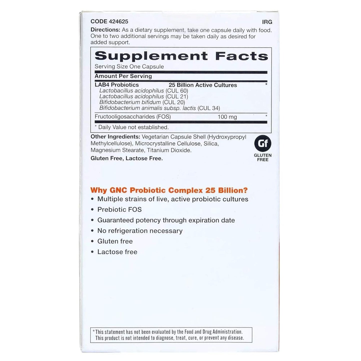 GNC Probiotic Complex with 25 Billion CFUs | 30 Vegetarian Capsules