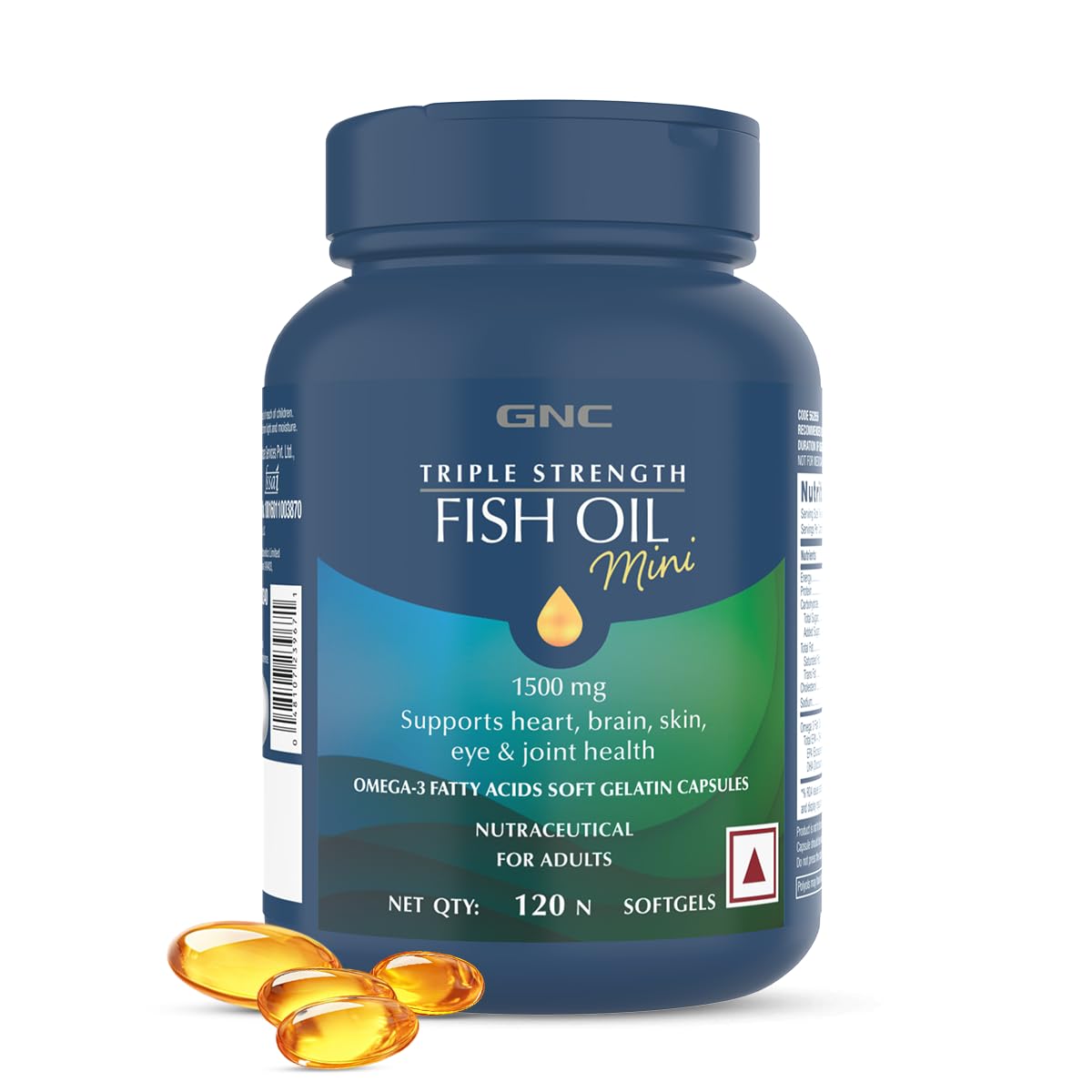 GNC 1500 Mg Triple Strength Fish Oil Mini Omega 3 Softgels For Men & Women| 540 Mg Epa & 360 Mg Dha | No Fishy Burps | For Men & Women |Formulated In Usa