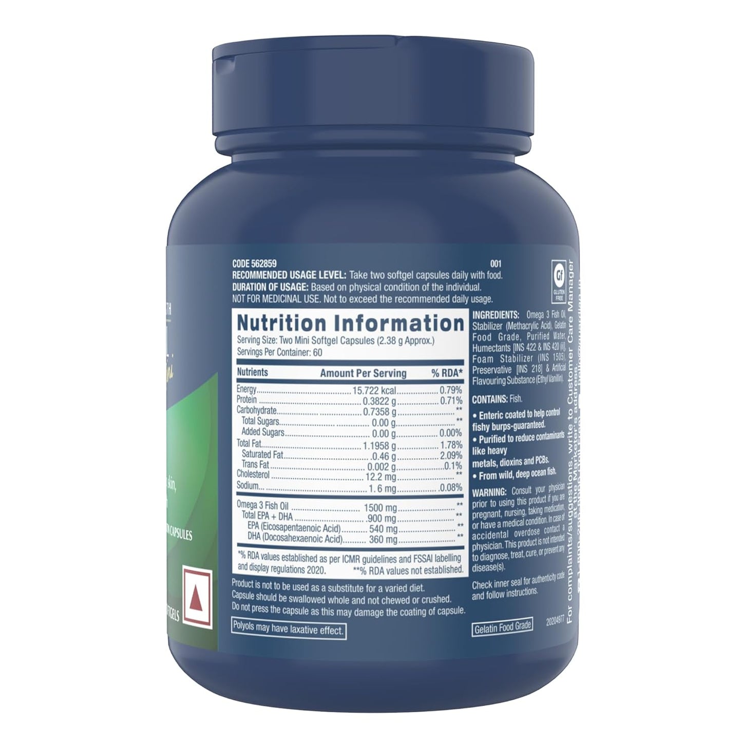 GNC 1500 Mg Triple Strength Fish Oil Mini Omega 3 Softgels For Men & Women| 540 Mg Epa & 360 Mg Dha | No Fishy Burps | For Men & Women |Formulated In Usa