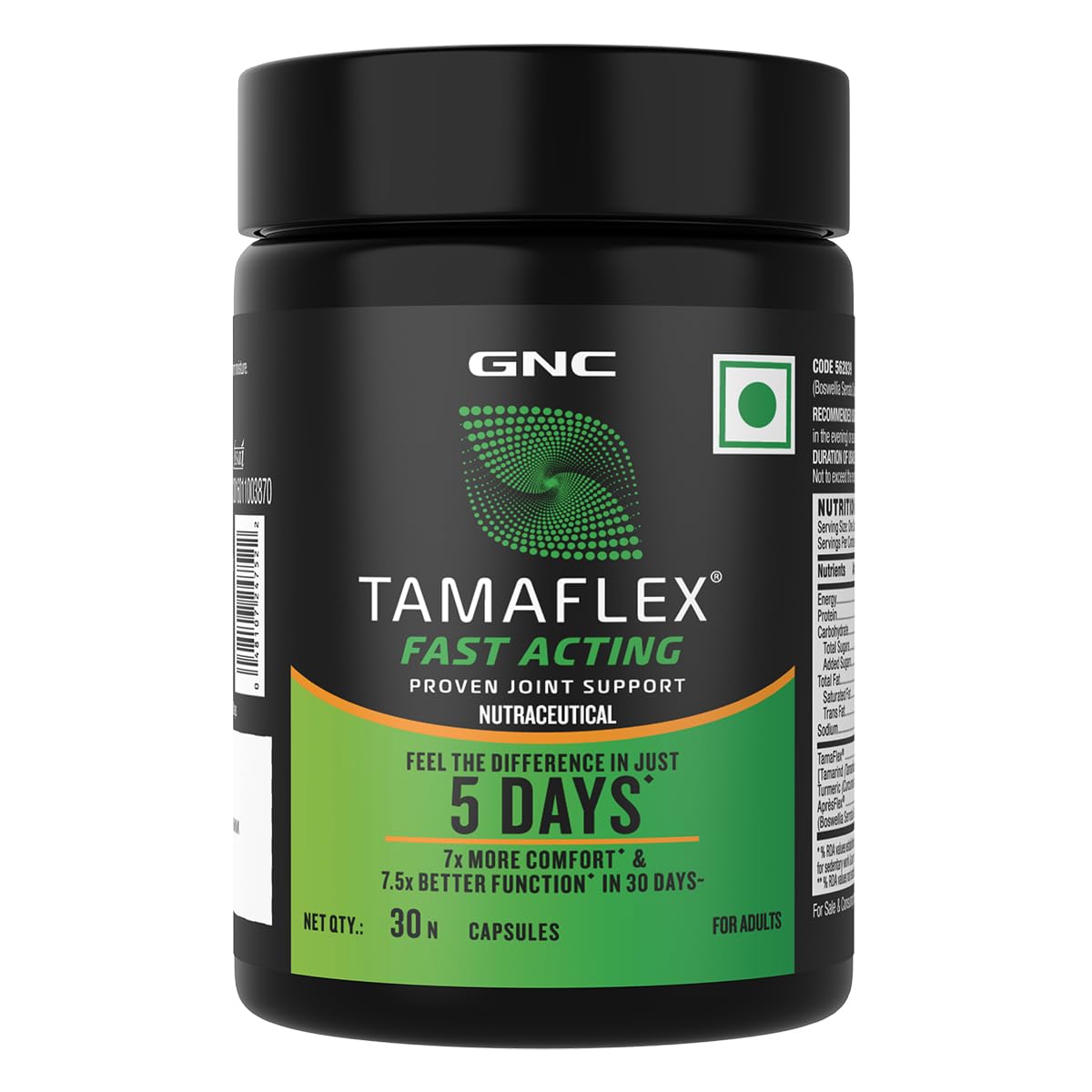 GNC TamaFlex Fast-Acting | Joint Comfort in 5 Days | Relives Pain | Improves Mobility | Reduces Stiffness | 100% Vegan Supplement | 30 Capsules