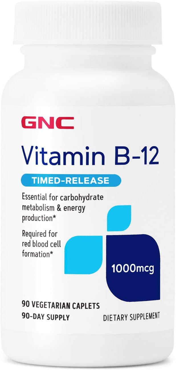 GNC Vitamin B-12 1000mcg| Supports Energy Production| 90 Caplets