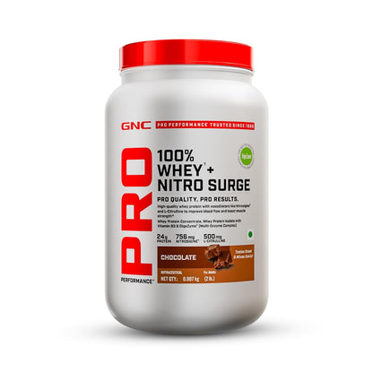 GNC 100% Whey + Nitro Surge| 24g Protein| Cardio Protect Formula| 756mg Nitrosigine| 500mg L-Citrulline for Muscle Recovery, Endurance & Heart Health | Chocolate