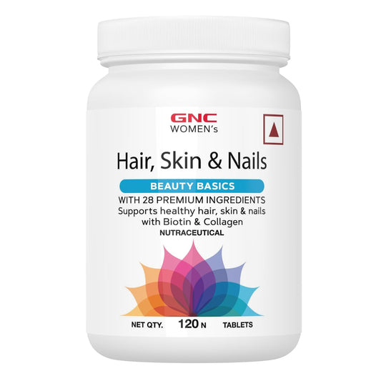 GNC Women's Hair, Skin and Nails Multivitamin With Biotin For Women| 120 Tablets |Hair Fall Control |Improved Hair Growth|Younger-Looking Skin |Stronger Nails |28 Premium Ingredients
