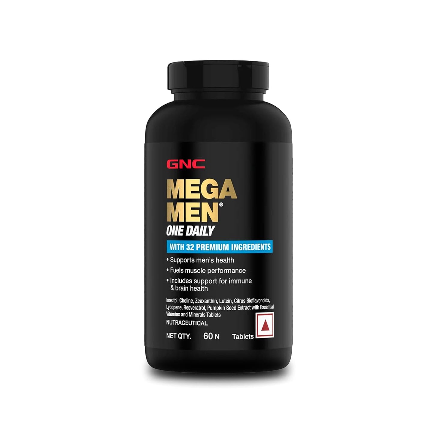 GNC Mega Men One Daily Multivitamin| 30 Tablets| 32 Premium Ingredients| Promotes Men'S Well-Being| Supports Muscle Function| Boosts Immunity| Improves Memory & Focus| Formulated In Usa