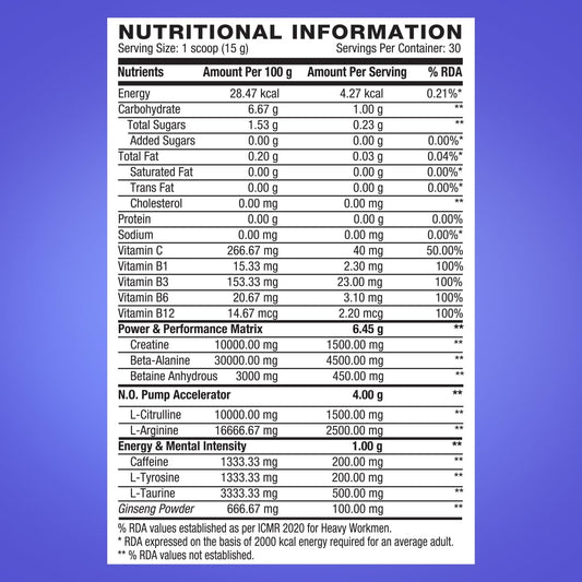 GNC AMP Gold Series Ultra Rush Pre-Workout | 450 gm | 30 Servings | Maximum Energy & Stamina | Deep Mental Focus | Powerful Muscle Pump | 4.5g Beta-Alanine | 1.5g L-Citrulline | 2.5g L-Arginine