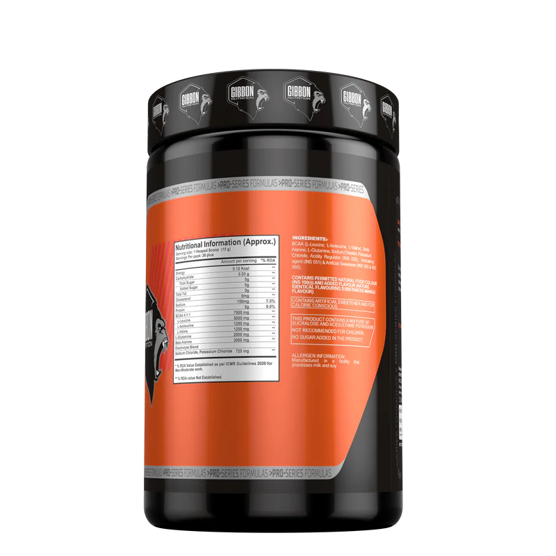 Gibbon Nutrition BCAA 4:1:1 Powder | Advanced Muscle Recovery & Endurance Formula | With Beta Alanine & L-Glutamine | Supports Muscle Growth & Performance