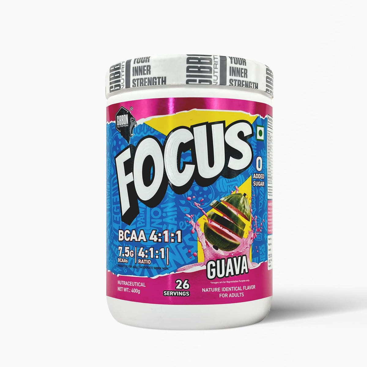GIBBON Focus BCAA 4:1:1 Powder with Beta Alanine & L-Glutamine | Advanced Muscle Recovery & Endurance Support | Amino Acid Supplement for Lean Muscle & Performance