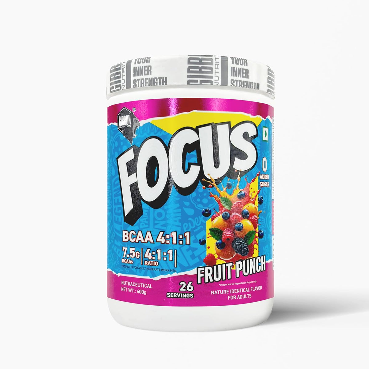 GIBBON Focus BCAA 4:1:1 Powder with Beta Alanine & L-Glutamine | Advanced Muscle Recovery & Endurance Support | Amino Acid Supplement for Lean Muscle & Performance