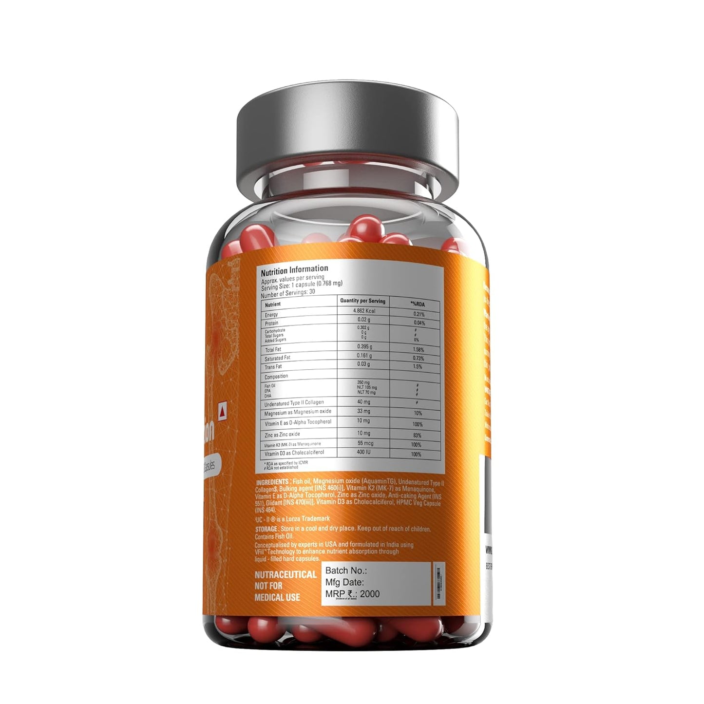 Gibbon Joint Action | Powerful Join Formula | Fish Oil, Collagen & Vitamin D3 Capsules | 40mg Undenatured Type II Collagen| Serving Made with UC-II | with Triple 3x Action