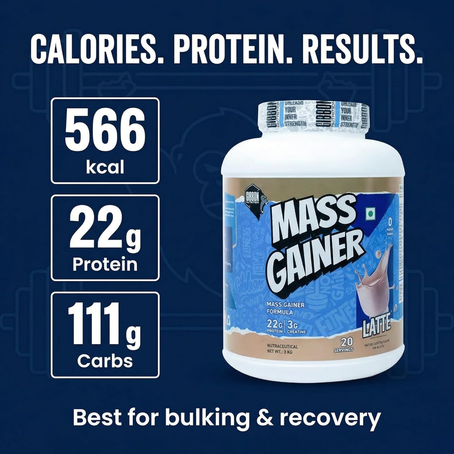 Gibbon Mass Gainer Protein Powder with Testosterone Booster| Nutrition Mass Gainer |Advanced Muscle & Strength Builder with Testosterone Boosters