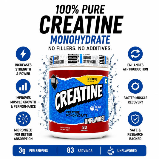 Gibbon Creatine Monohydrate Powder| 3000mg Micronised Pure Creatine per Scoop | Pre & Post Workout for Strength| Muscle Gain & Recovery