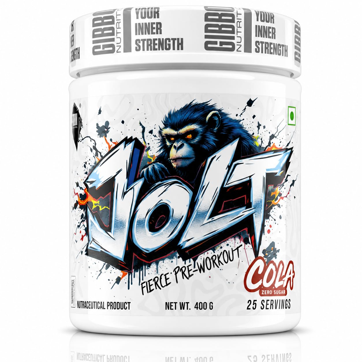 GIBBON JOLT Fierce Pre-Workout | 7000mg Citrulline|5400mg Beta-Alanine| 300mg Caffeine |1000mg Taurine | Zero Sugar|Vegetarian| Gluten Free