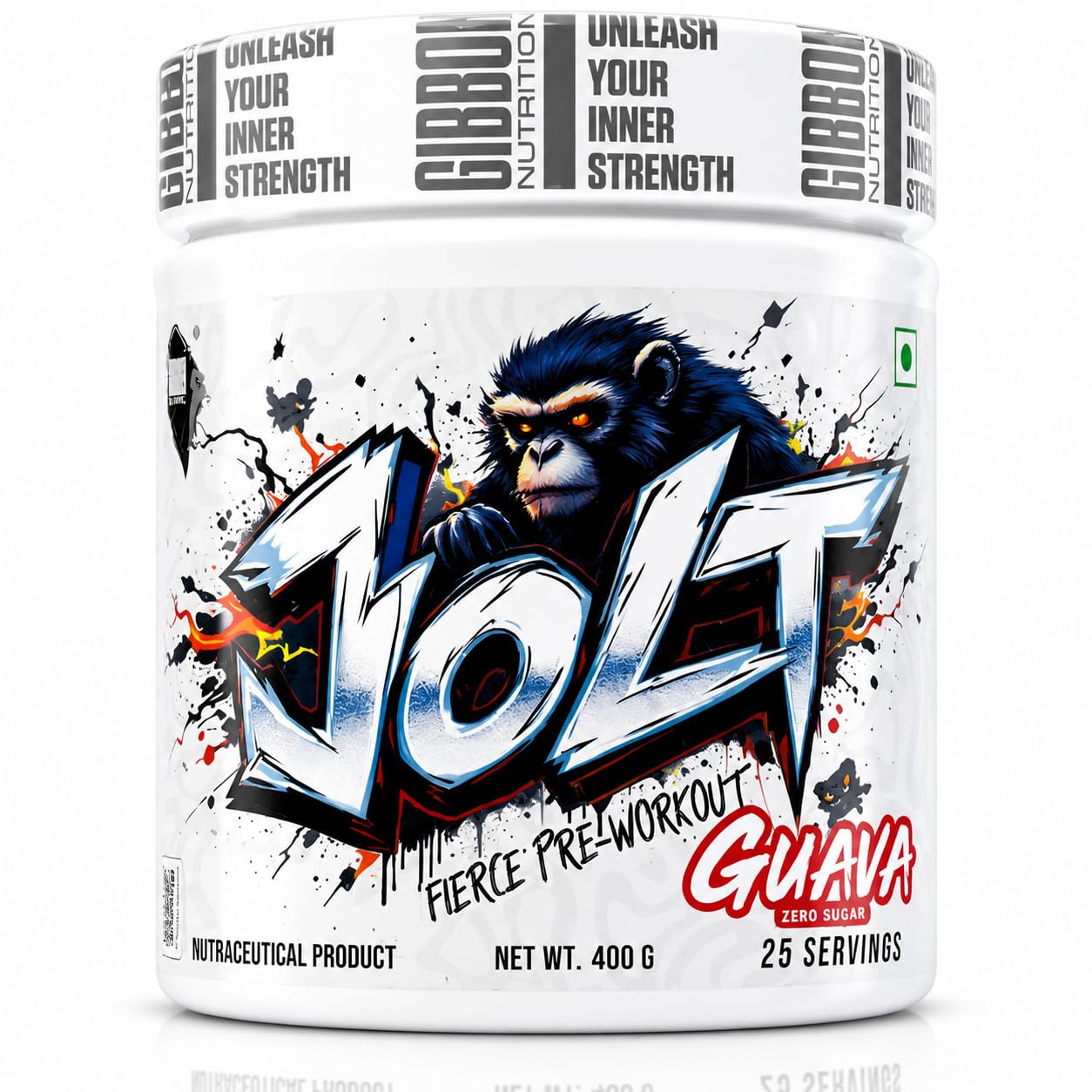 GIBBON JOLT Fierce Pre-Workout | 7000mg Citrulline|5400mg Beta-Alanine| 300mg Caffeine |1000mg Taurine | Zero Sugar|Vegetarian| Gluten Free