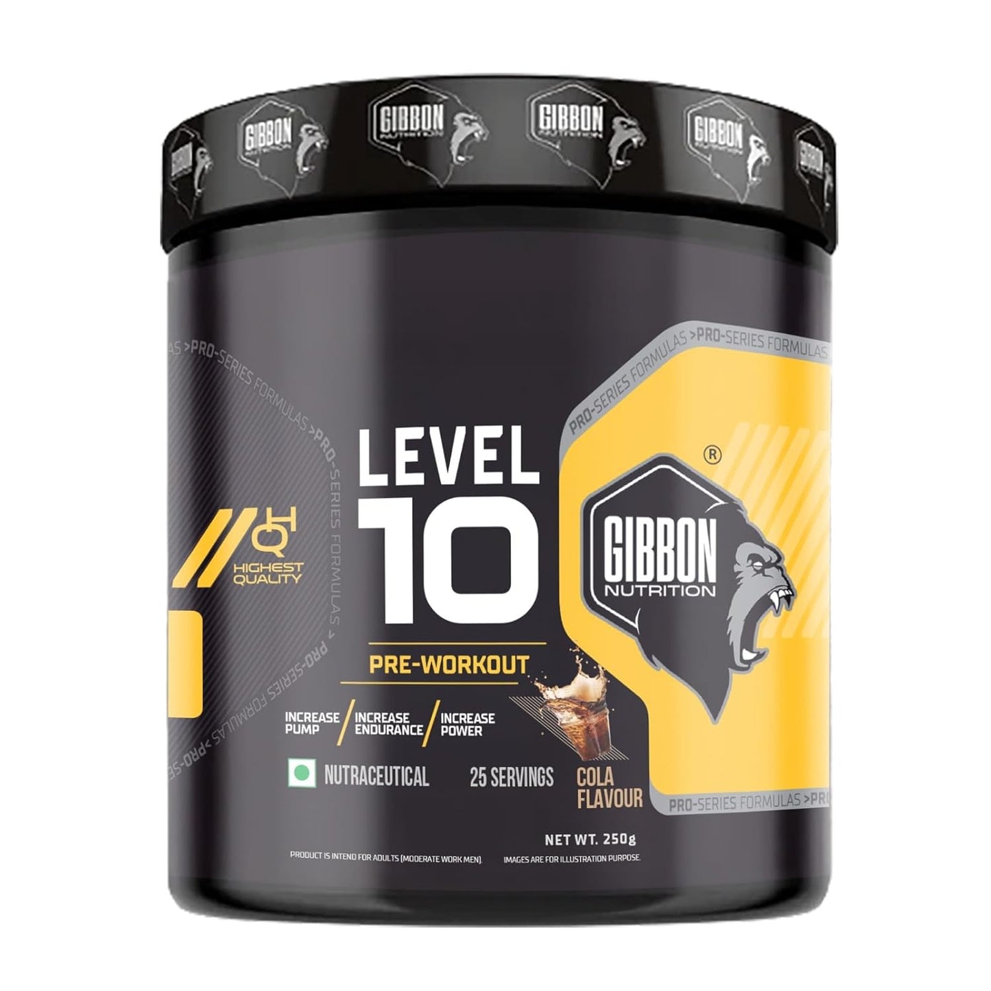 Gibbon Level 10 Pre-Workout Powder With Caffeine| Creatine Monohydrate| Citrulline | For Men & Women
