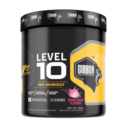Gibbon Level 10 Pre-Workout Powder With Caffeine| Creatine Monohydrate| Citrulline | For Men & Women