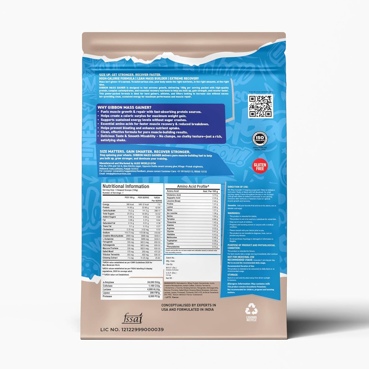 Gibbon Mass Gainer Protein Powder with Testosterone Booster| Nutrition Mass Gainer |Advanced Muscle & Strength Builder with Testosterone Boosters