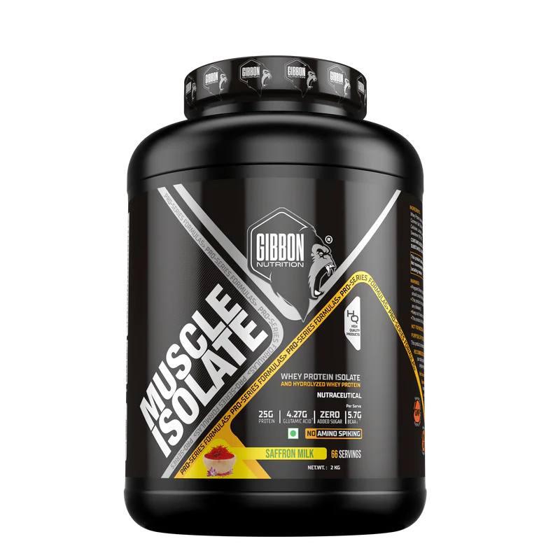 Gibbon Muscle Isolate 2kg | Pro Series Formula | Nutraceutical with no Amino Spiking | Raw Whey Isolate | 60 Servings | Zero added sugar