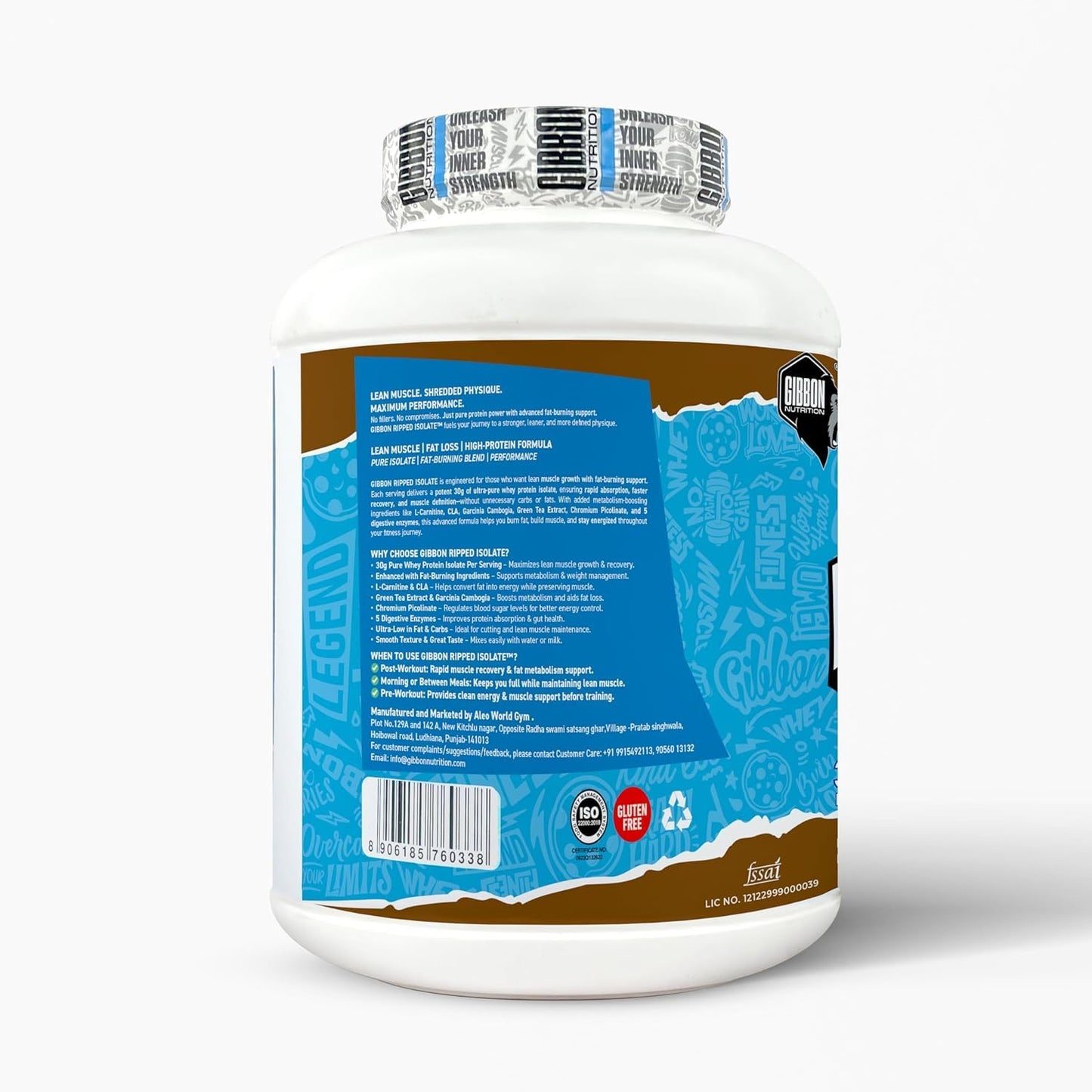 GIBBON Ripped Isolate Pro Series Whey Protein Powder High-Protein| Fat-Burning Whey Isolate for Lean Muscle | Protein Isolate with Fat-Burning Blend for Lean Muscle & Metabolism Boost