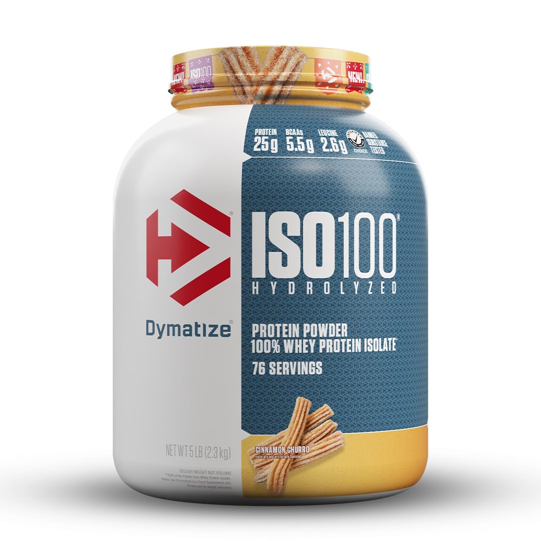 Dymatize Nutrition ISO100 Hydrolyzed Whey Protein Isolate | Fast-Digesting | Muscle Recovery Formula with Amino Acids | Low Sugar & Fat | 5 lbs