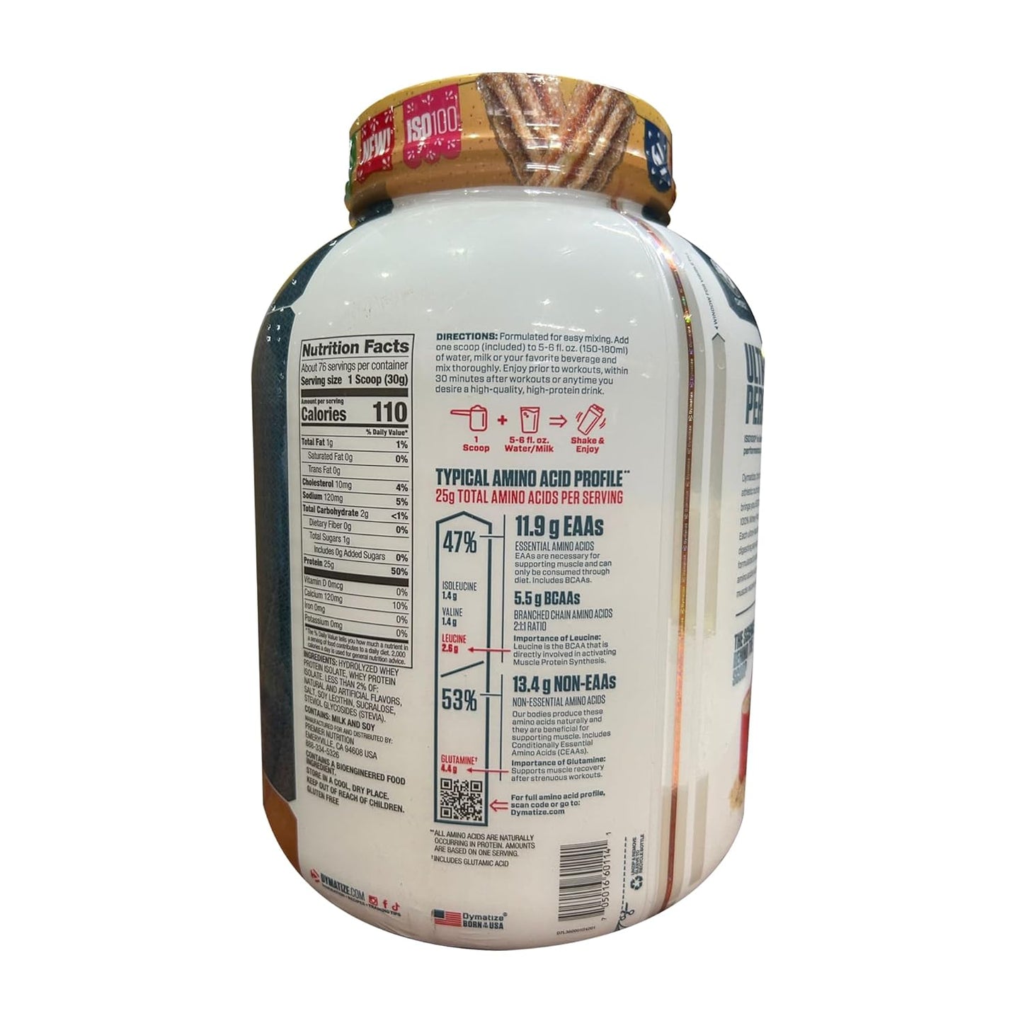 Dymatize Nutrition ISO100 Hydrolyzed Whey Protein Isolate | Fast-Digesting | Muscle Recovery Formula with Amino Acids | Low Sugar & Fat | 5 lbs