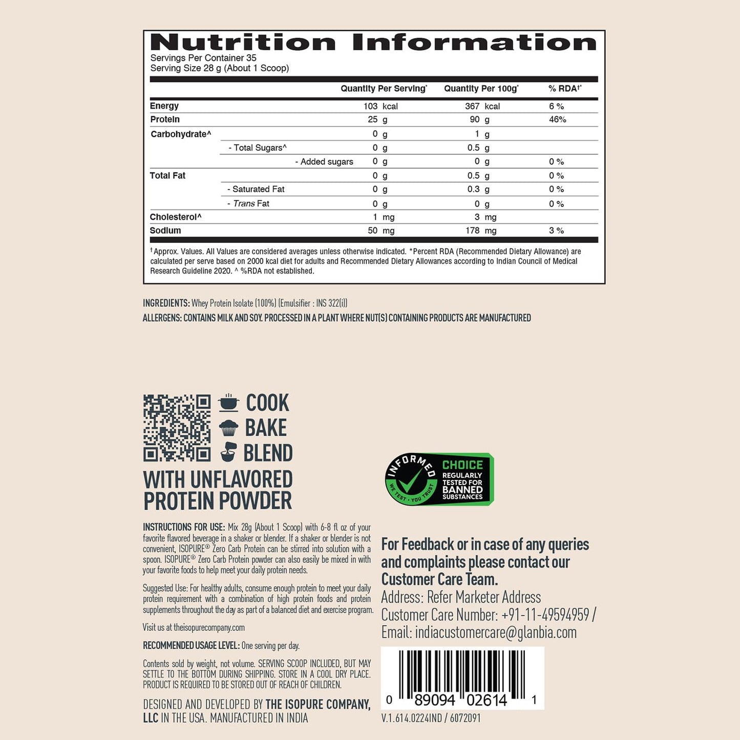 Isopure 100% Whey Isolate Protein | With Vitamins for Immune support | Lactose & Gluten-Free | Vegetarian protein for Men & Women.