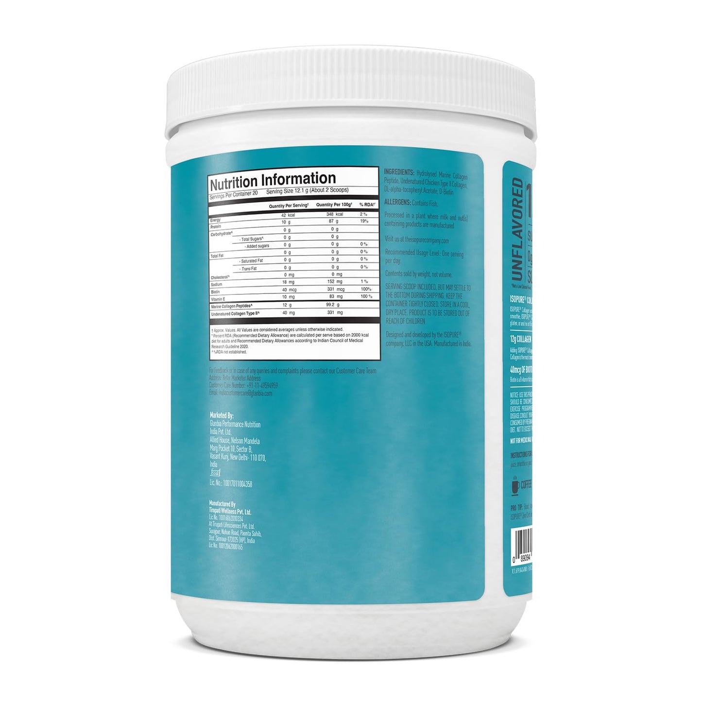 Isopure Collagen Peptides | with Biotin & Vit E(100% RDA)| For healthy Skin| Hair| Nails| Joints & Bones