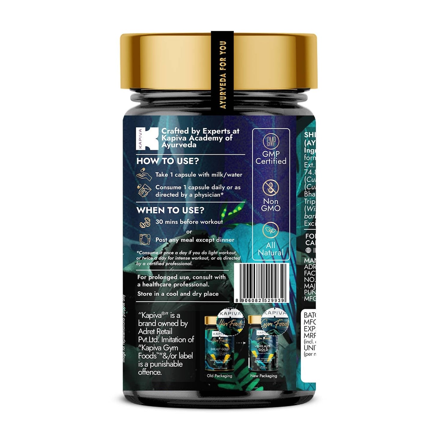 Kapiva Shilajit/Shilajeet Gold Capsules | Contains 24 Carat Gold | For Stamina | Muscle Growth & Energy | Ashwagandha| Gokshura| Safed Musali & Other Action Herbs & 100% Ayurvedic