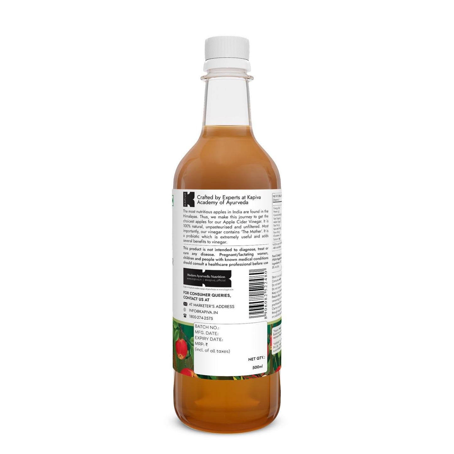 Kapiva Himalayan Apple Cider Vinegar with Mother 500ml | Raw| Unpasteurized & Unfiltered | Helps with Digestion & Weight Management