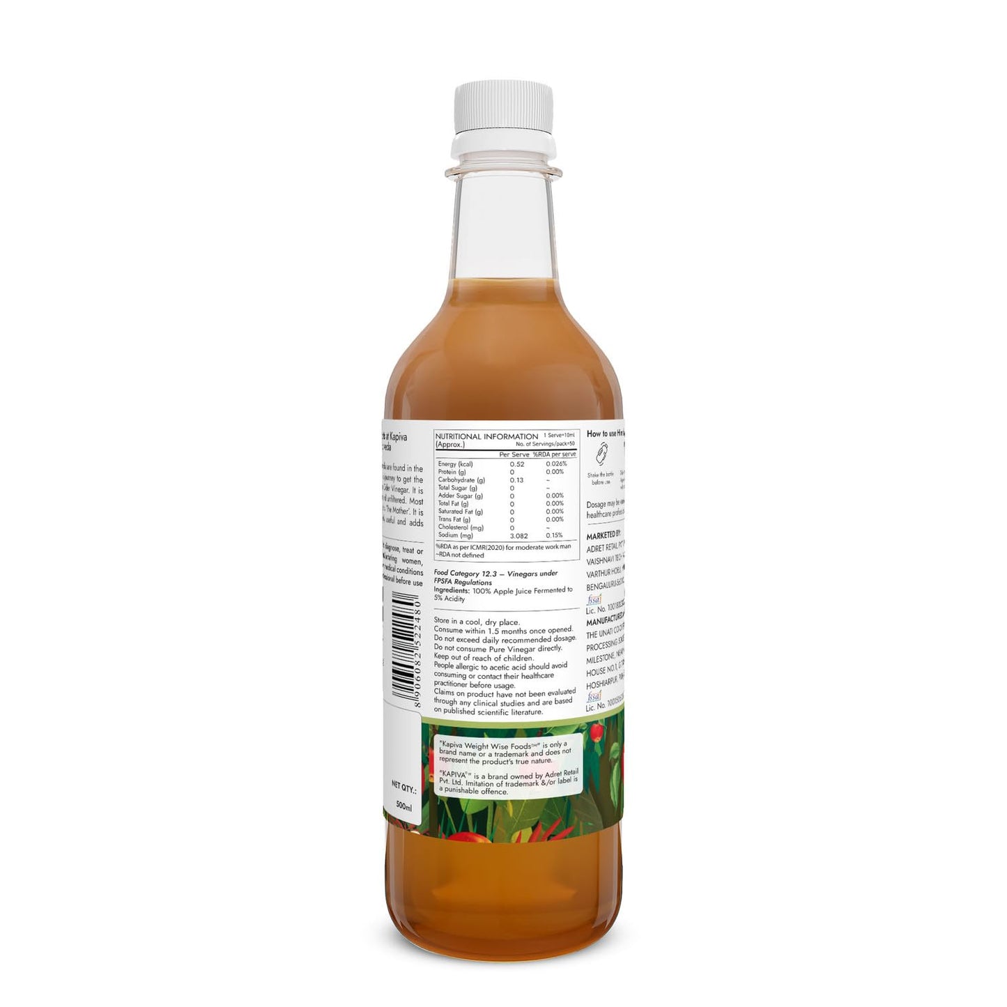 Kapiva Himalayan Apple Cider Vinegar with Mother 500ml | Raw| Unpasteurized & Unfiltered | Helps with Digestion & Weight Management