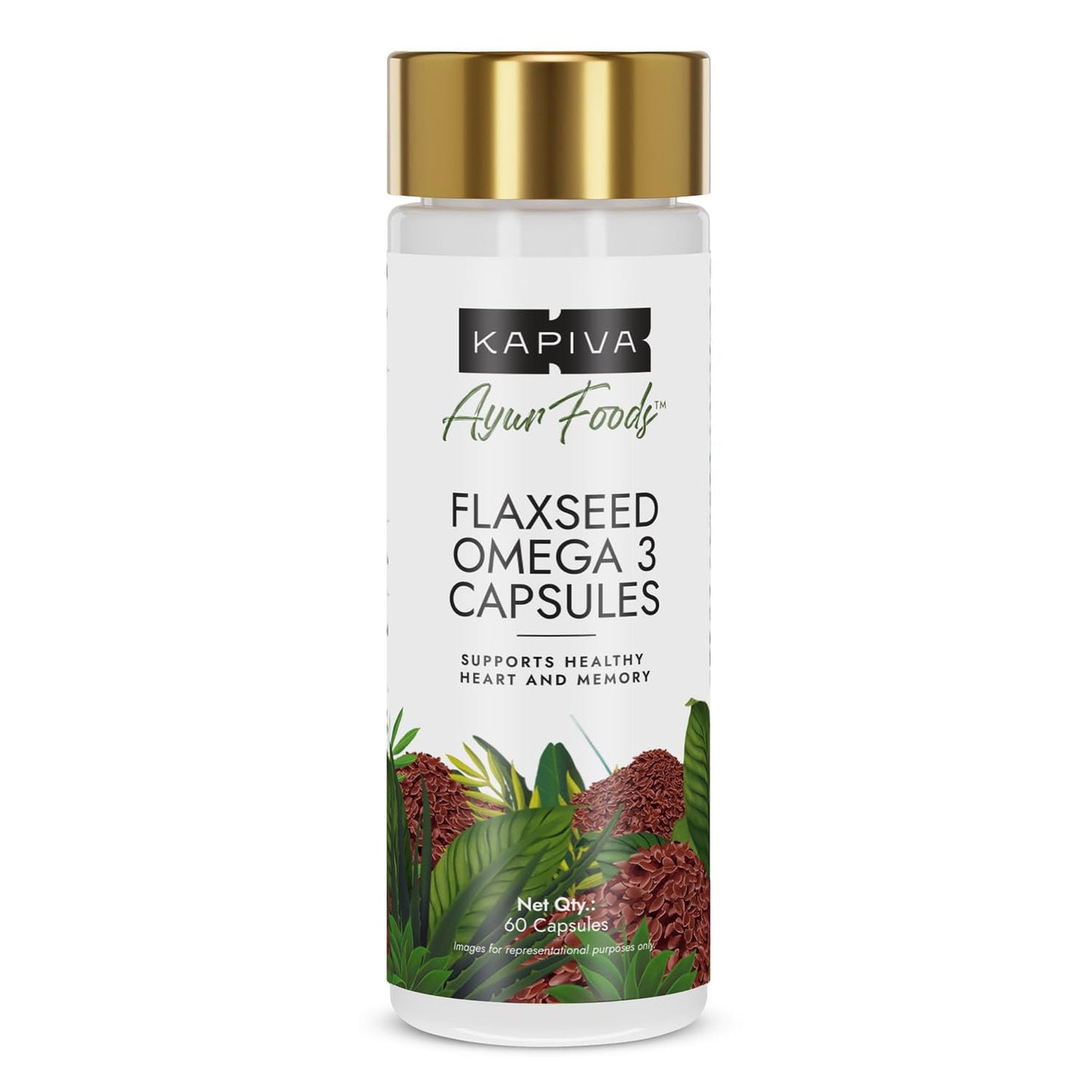 Kapiva Flaxseed Omega 3 Capsules | Vegetarian Flaxseed Oil Omega | Better Joint & Heart Health