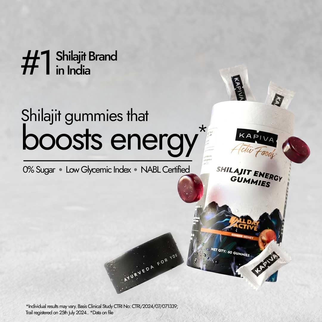 Kapiva Himalayan Shilajit Gummies | 225mg Shilajit/Gummy | NABL-Certified Gummy | Boosts Energy Levels| Endurance & Stamina | No Added Sugar | Gelatin Free