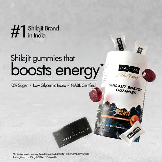 Kapiva Himalayan Shilajit Gummies | 225mg Shilajit/Gummy | NABL-Certified Gummy | Boosts Energy Levels| Endurance & Stamina | No Added Sugar | Gelatin Free