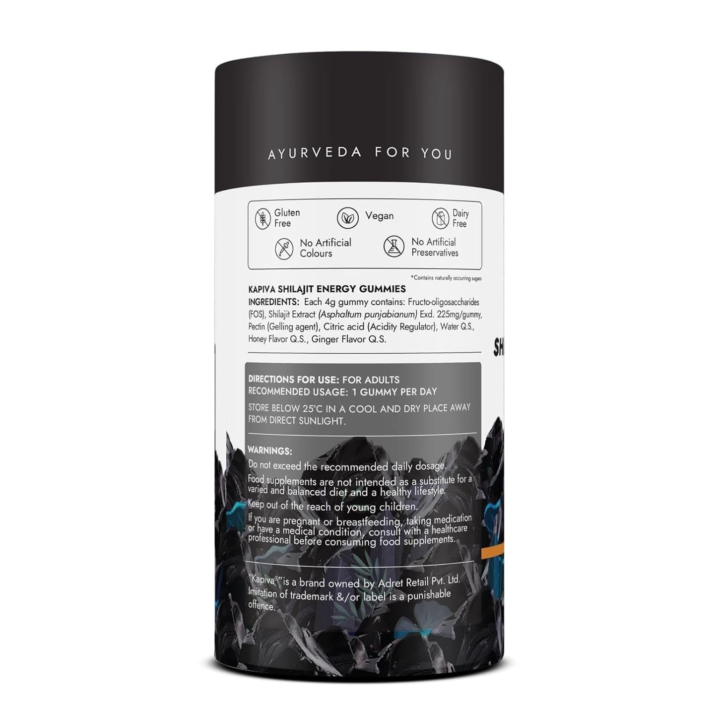 Kapiva Himalayan Shilajit Gummies | 225mg Shilajit/Gummy | NABL-Certified Gummy | Boosts Energy Levels| Endurance & Stamina | No Added Sugar | Gelatin Free