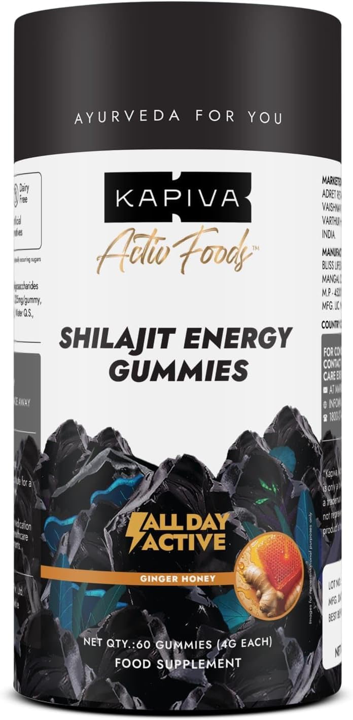 Kapiva Himalayan Shilajit Gummies | 225mg Shilajit/Gummy | NABL-Certified Gummy | Boosts Energy Levels| Endurance & Stamina | No Added Sugar | Gelatin Free