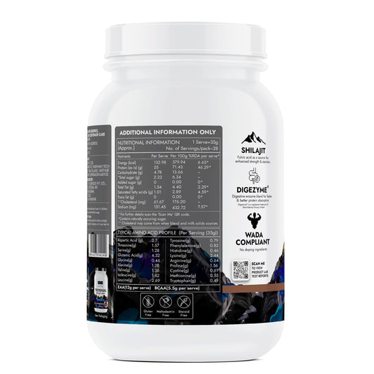 Kapiva Testofuel Shilajit Whey Protein | 25g Protein | 250mg Shilajit | 5.5g BCAA | Faster Absorption | Digezyme blend | WADA Compliant