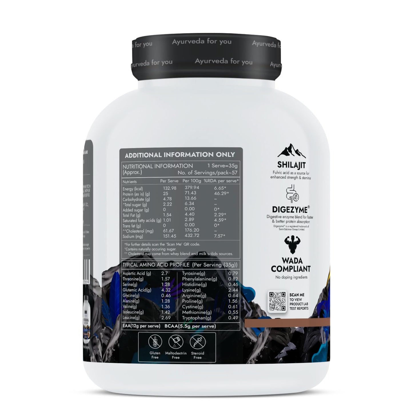 Kapiva Testofuel Shilajit Whey Protein | 25g Protein | 250mg Shilajit | 5.5g BCAA | Faster Absorption | Digezyme blend | WADA Compliant