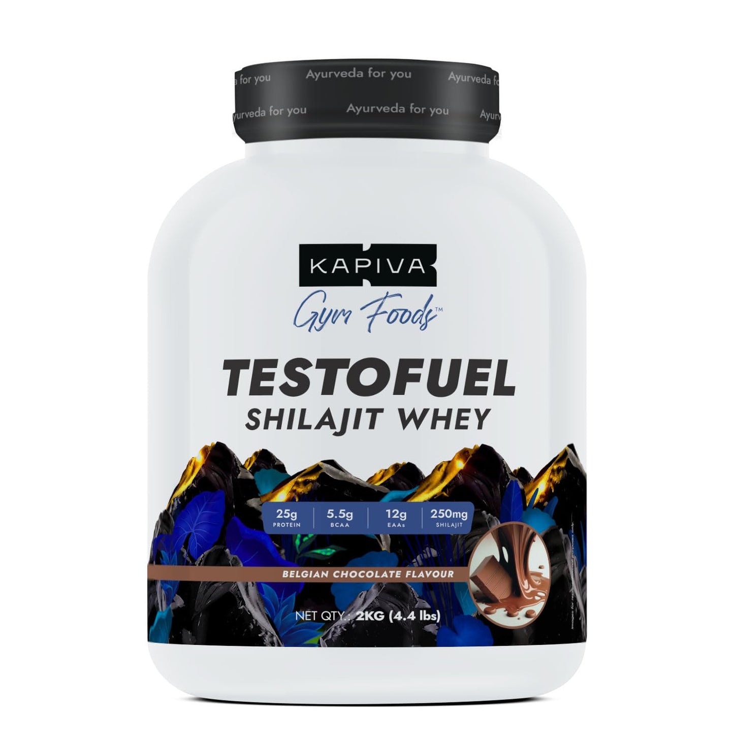 Kapiva Testofuel Shilajit Whey Protein | 25g Protein | 250mg Shilajit | 5.5g BCAA | Faster Absorption | Digezyme blend | WADA Compliant