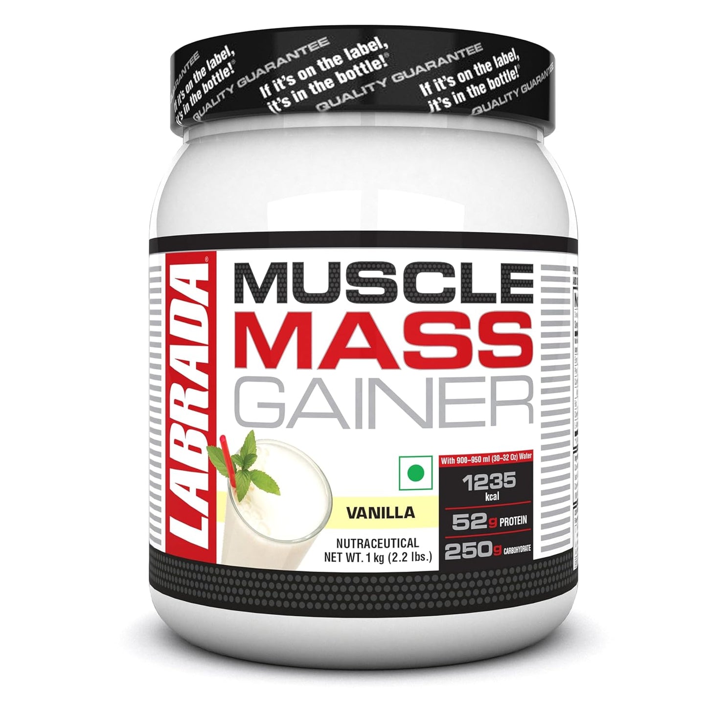Labrada Muscle Mass Gainer Powder | Gain Weight | Post-Workout | 52g Protein | 250g Carbs | 1g Creatine | 500mg L-Carnitine | 9 Servings